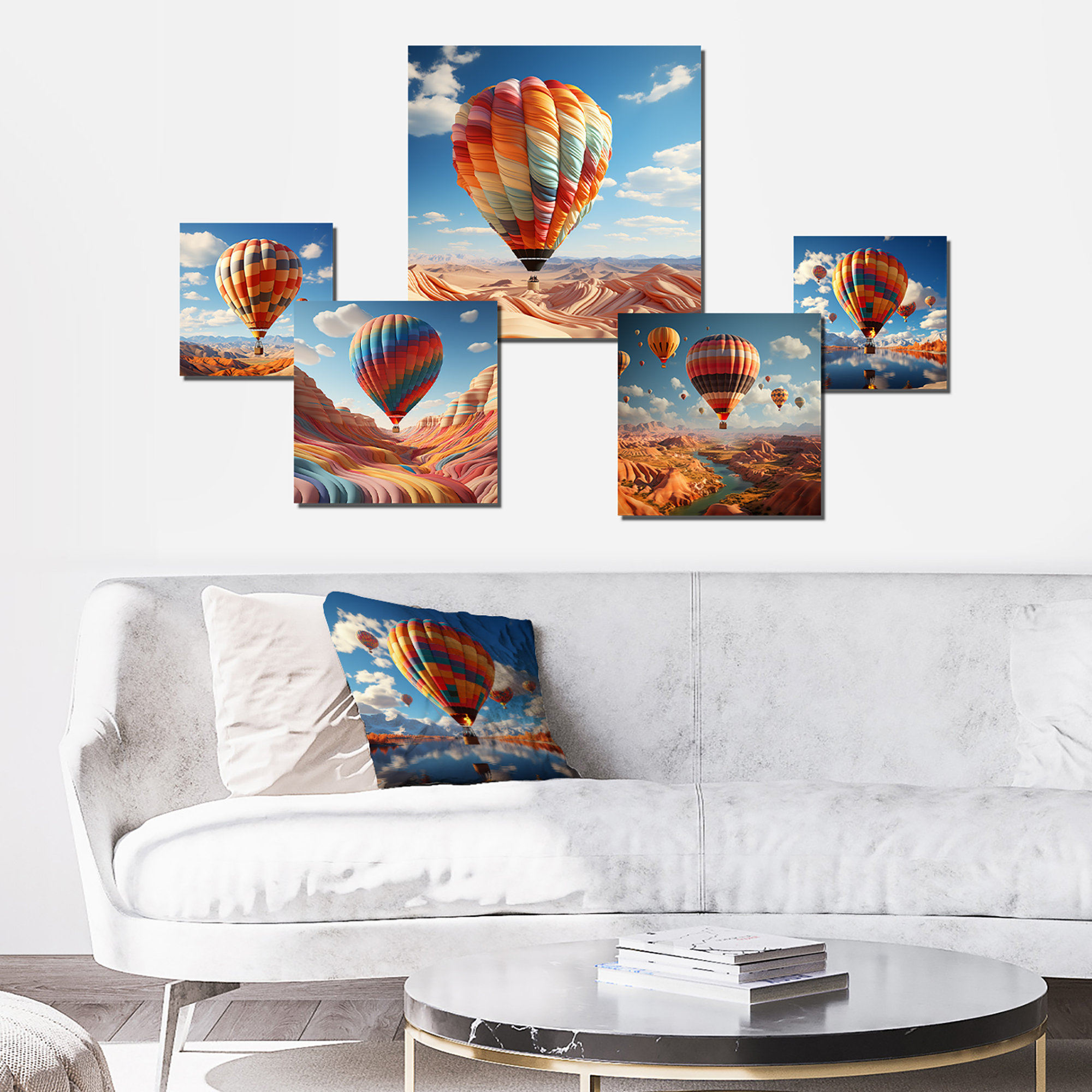 Loon Peak® Abstract Colorful Balloon Soaring - Hot Air Balloon Wall Art