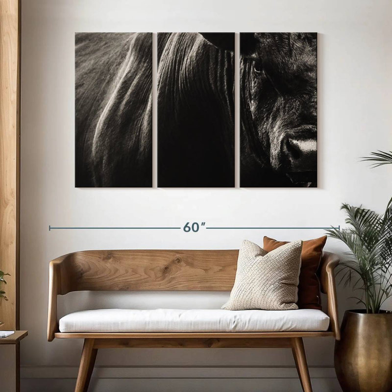 Brampt Black Angus Bull Close Up, 32" H x 50" W