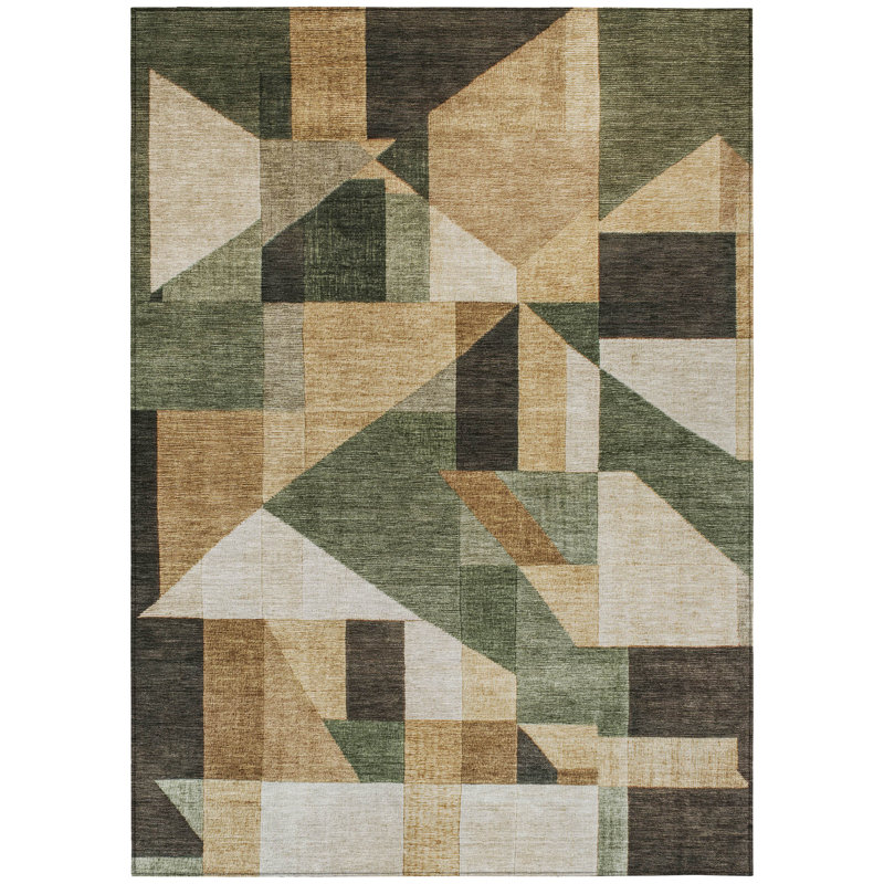 Machine Washable Indoor/Outdoor Earleville ACN2365 Geometric Rug, Rectangle 8' x 10'