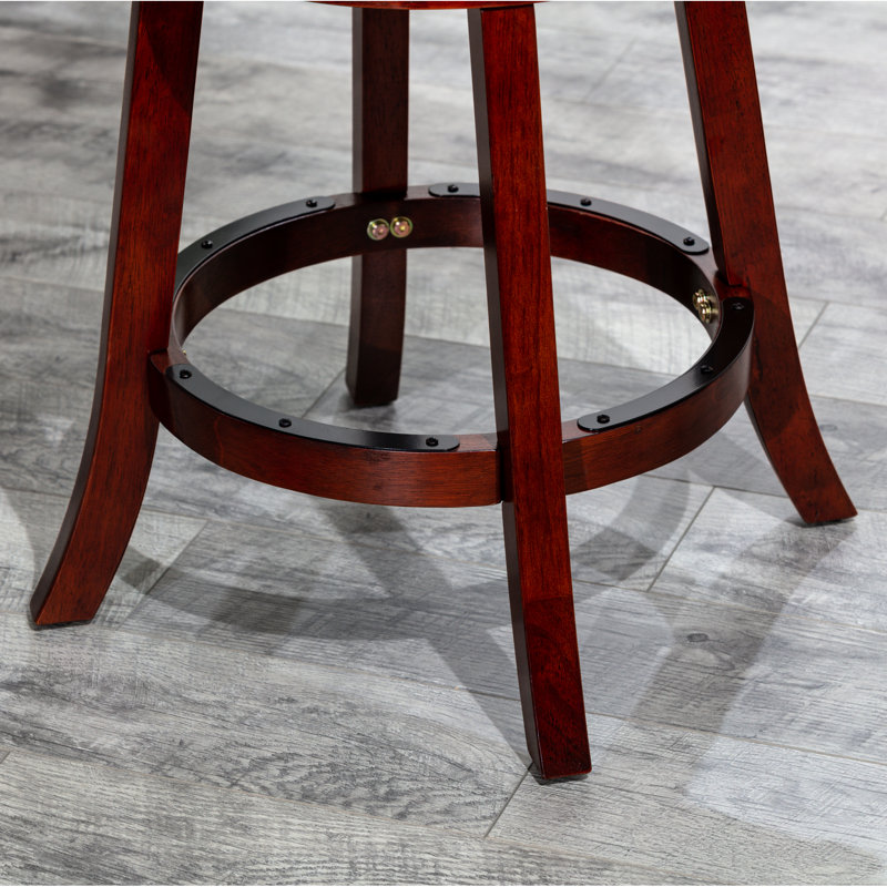 Tabouret pivotant de 24 po de hauteur comptoir, finition cerisier, finition attrayante en tissu gris anthracite. Siège. Fabrication. Fonction à 360 degrés. Coussin en mousse épaisse. Pieds évasés pour plus de stabilité