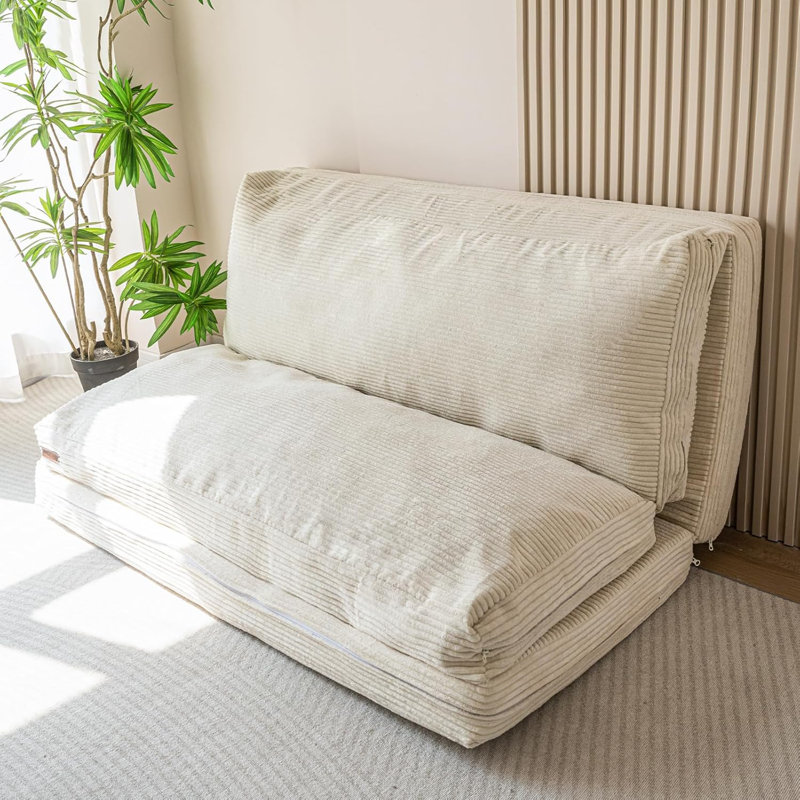 Canapé-lit Holly-Madison, H 4,7 po x l 39 po x P 95 po, Velours côtelé beige