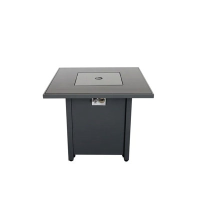 Foyer carré 30 po avec protecteur de chaleur et rouille pour table en verre fumé rouille
