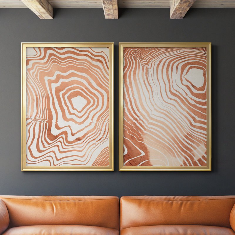 «Wood Grain Suminagashi I», reproduction de photo sur toile 2 pièces, Or, H 41,25 po x l 61 po x P 1,25 po