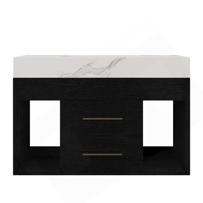 Ensemble de meuble-lavabo flottant 29,9 po avec lavabo sous-comptoir en céramique fritté et fixation murale pour petites salles de bain, appartement