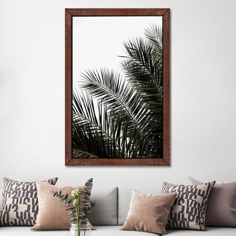 Palm Leaves III by Mareike Böhmer - Floater Frame Print on Canvas, 152.5 cm H x 101.5 cm W, Brown