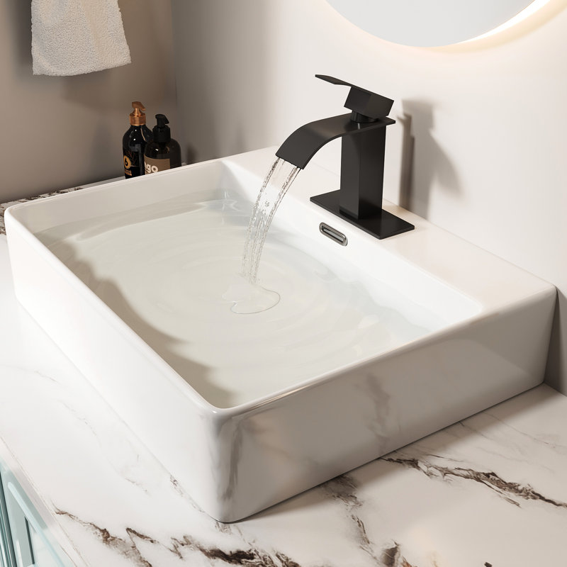 Bathroom Faucet 6" - Matt Black, Single Handle, Stainless Steel 304, Deck-Mounted, Cartridge Valve, Modern For Home Bathrooms 304 Construction, Ideal