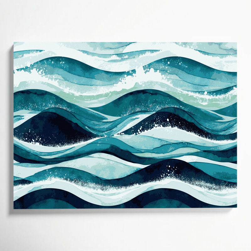 Art mural sur toile bleu, H 12 po x l 18 po