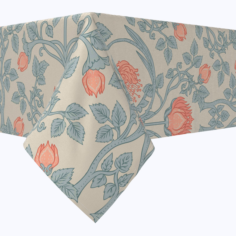 Rectangular Tablecloth, 100% Cotton, Floral 10, 104" x 52"