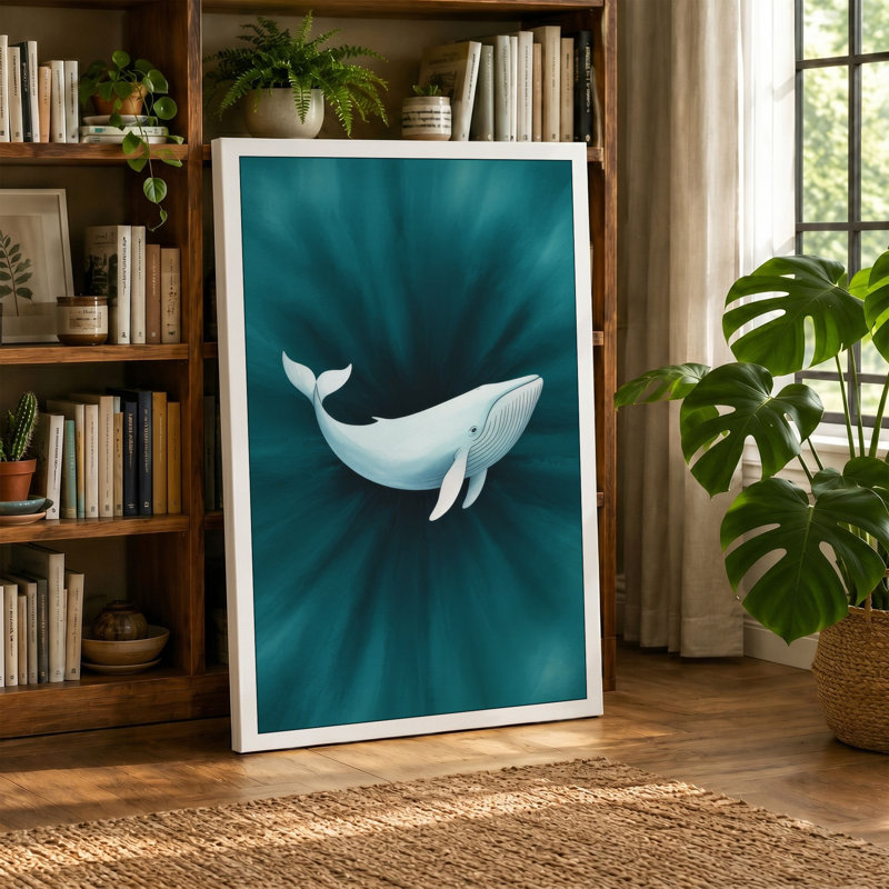 Whale in Convergence Modern - Wrapped Canvas, 36x24 - 91.4 x 61.0 cm, Sage Border