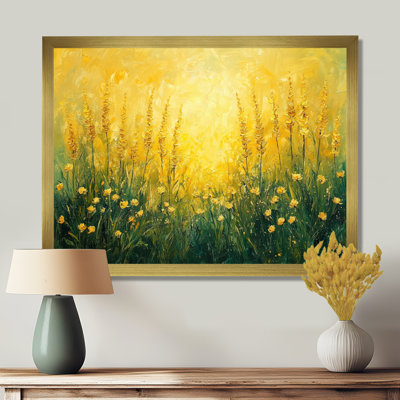 Golden Wildflowers Greenish Horizons III - Wildflowers Wall Art
