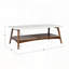 Table basse rectangulaire à deux tons avec tablette inférieure - plateau blanc et base pacane