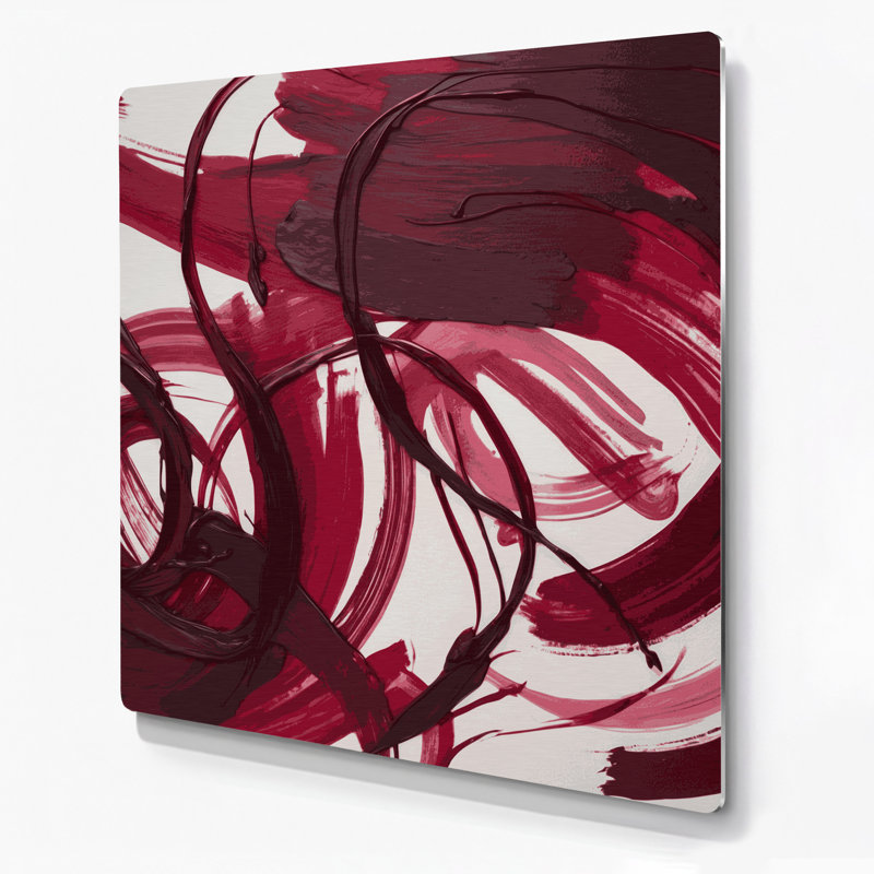 «Lyrical Abstraction 36», art mural en métal rouge, H 12 po x l 12 po