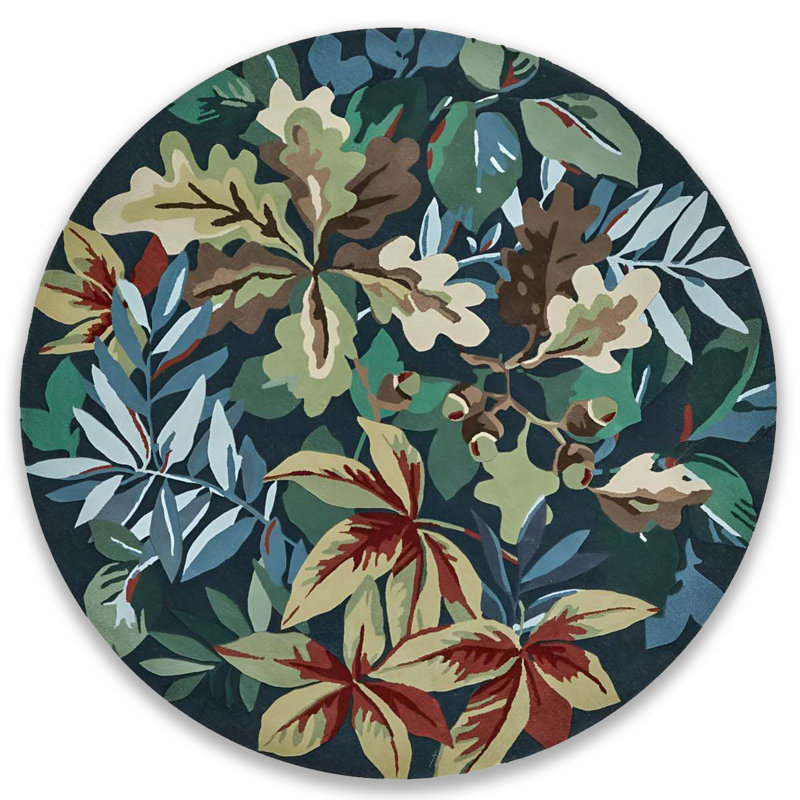 Cotton Floral Round Area Rug - Non-Slip Underside, Round 2'8"