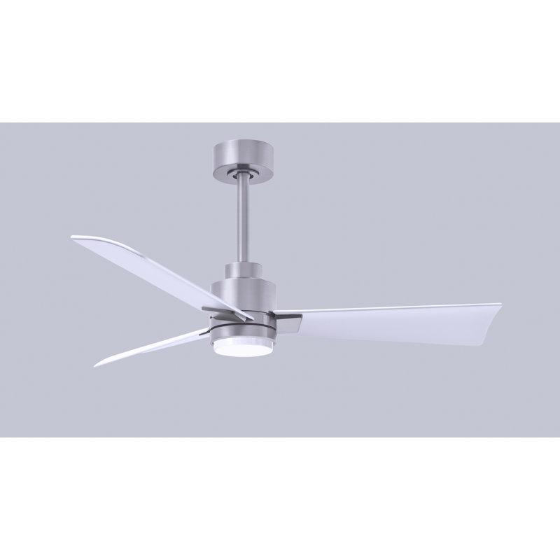 Ventilateur de plafond Alessandra, Blanc mat, Nickel brossé, 42"
