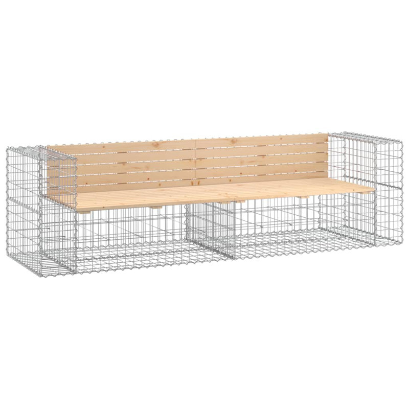 Braeson Steel Outdoor Bench, Wood Pine, 65.5 cm H x 244 cm W x 71 cm D