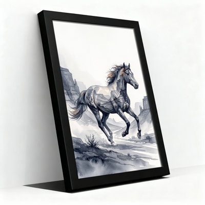 Art cheval sur toile, paysage de désert