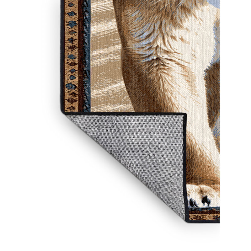Washable Rocky Mountain Cougar Big Cats Area Rug, Rectangle 6' x 9'