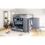 Lit mezzanine double avec tiroirs de rangement, tablettes ouvertes et éclairage à DEL, lit moderne peu encombrant pour enfants et adolescents-232351045