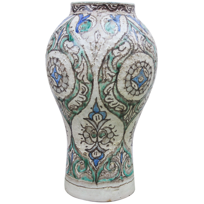 Vase de table intérieur / extérieur vert / bleu / blanc antique 15 po