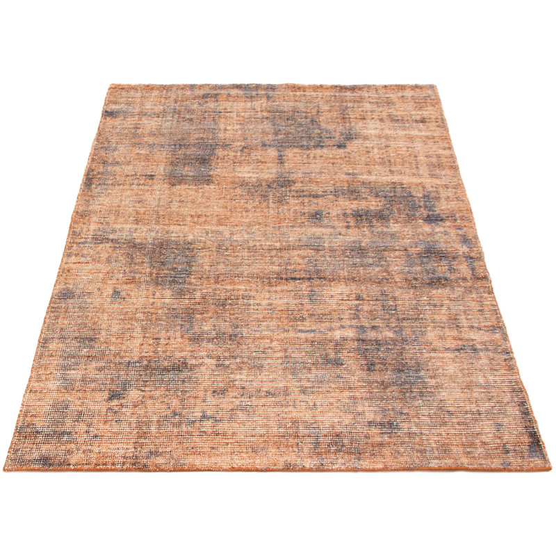 Tapis orange unique en viscose noué à la main style années 2010 4 pi 11 po x 7 pi 6 po Suazo