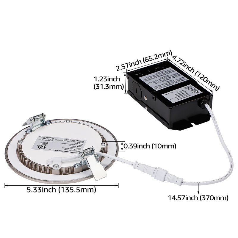 Luminaire encastré ultra-mince à DEL à intensité variable avec J-Box 2700K blanc doux