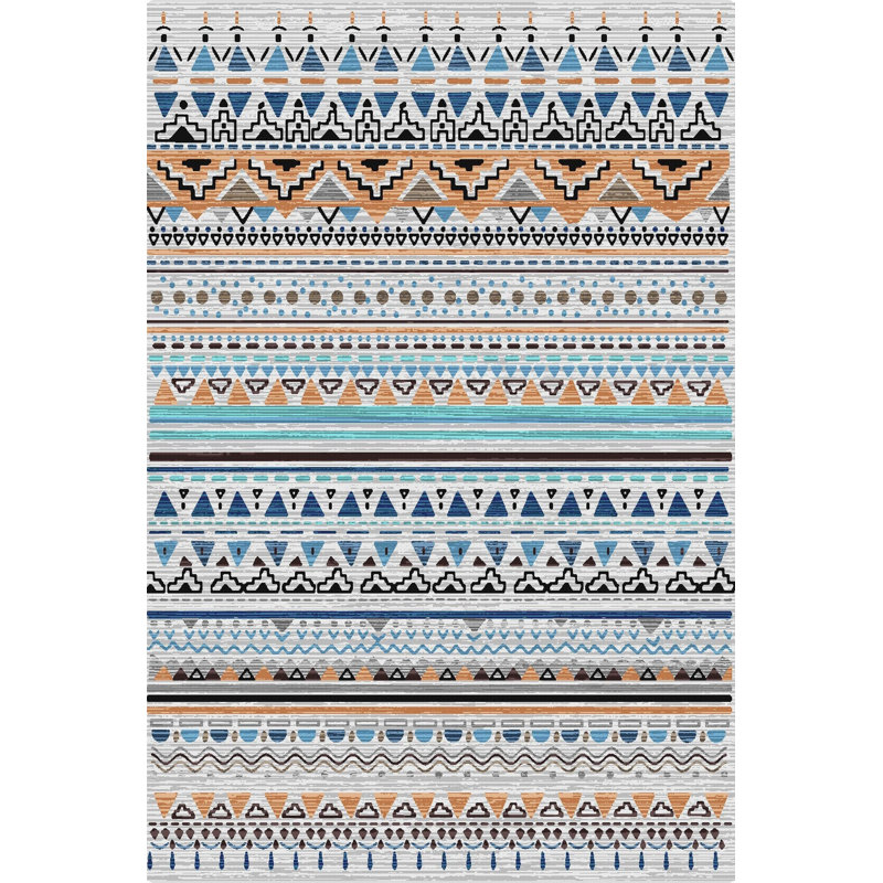 Multicolor Geometric Pattern Machine Washable Decorative Rug, Rectangle 3'3" x 4'11" Rug Pad Included