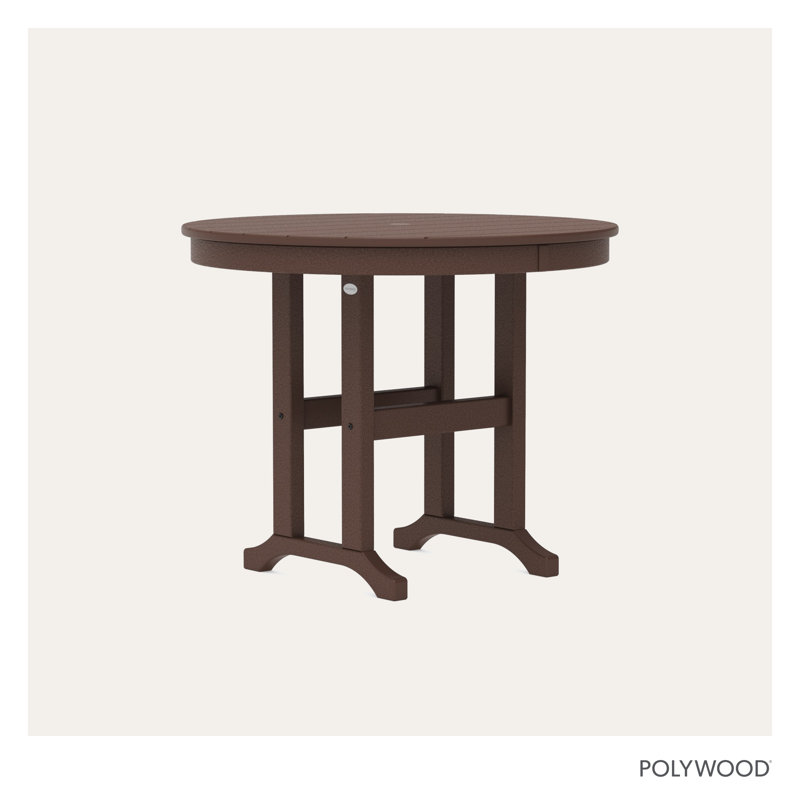 POLYWOOD Round Farmhouse Dining Table, Mahogany, 36"