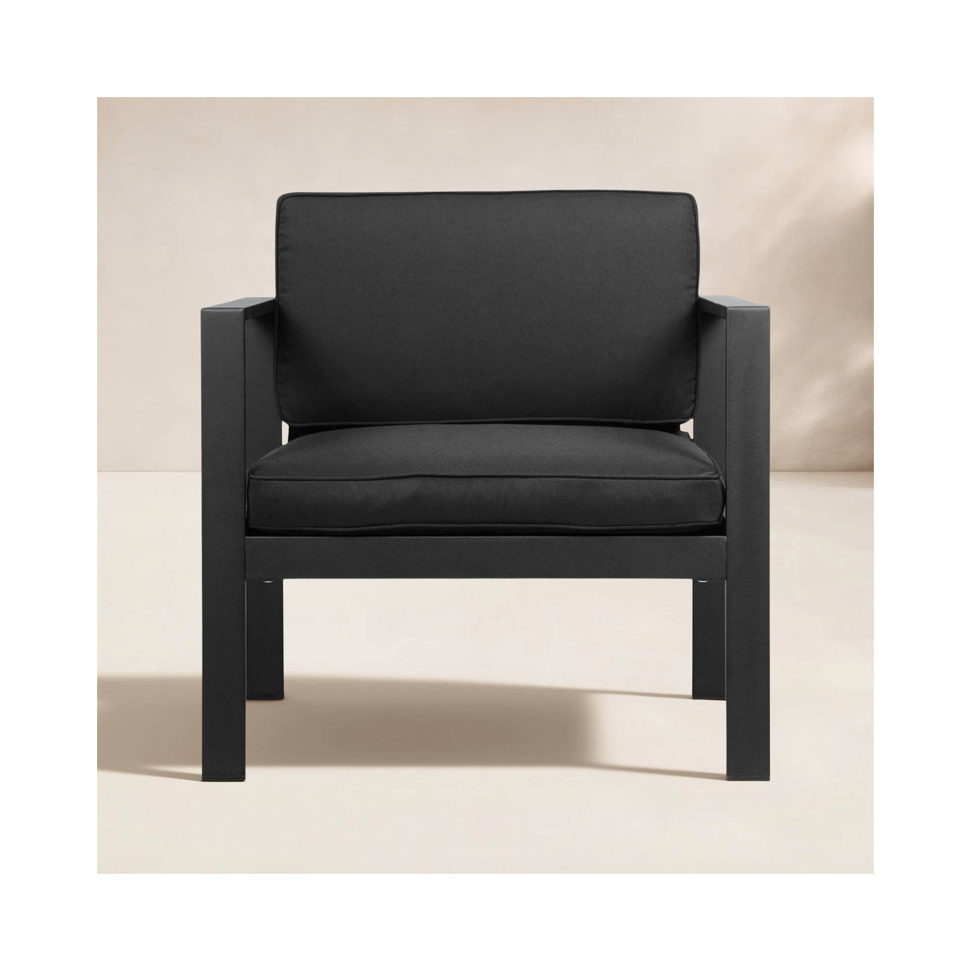 Aynura Aluminum Outdoor Lounge Chair , Cushions Included, Black