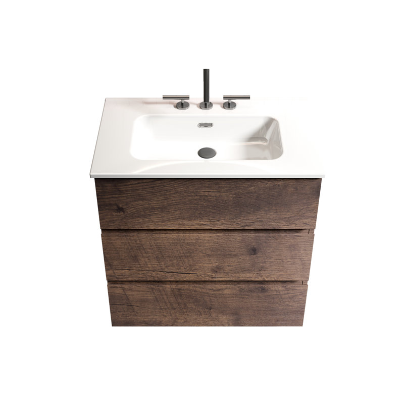 Meuble-lavabo gris 36 po - Silencieux, ergonomique, gris extra moderne, spacieux, silencieux, Blanc/noyer, 30"