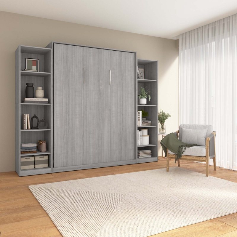 Lit escamotable Oneybrook, Gris platine, Grand
