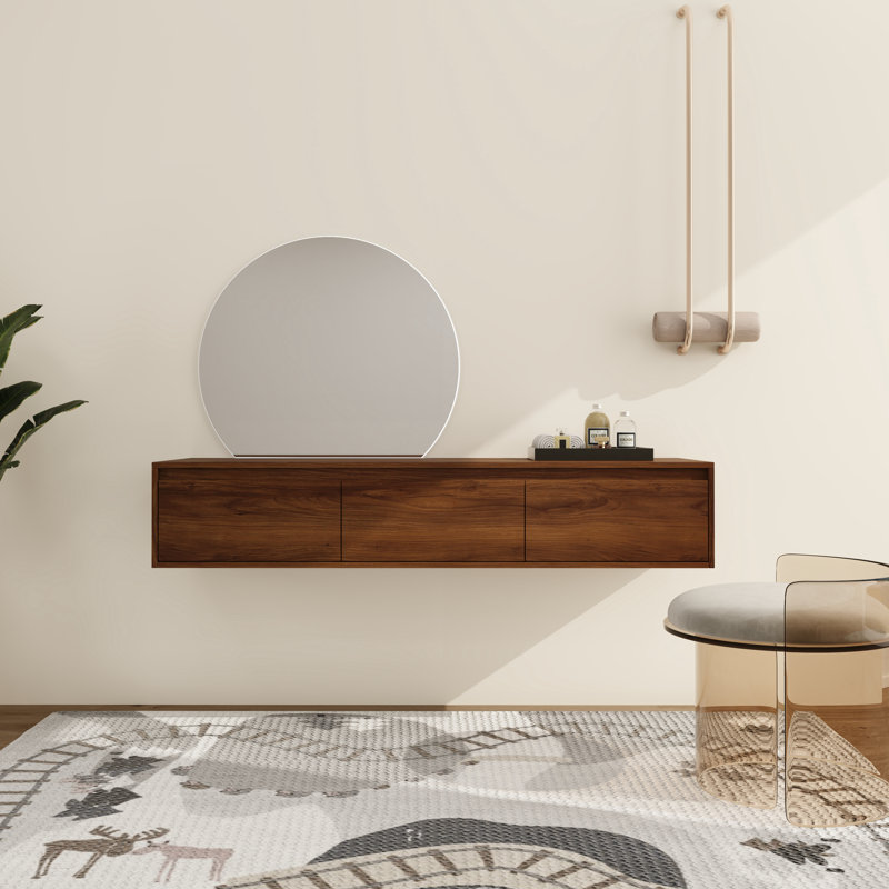 Armoire de salle de bain murale Elsar avec rangement ouvert et fermé, H 11,05 po x l 60 po x P 17,99 po, Noyer