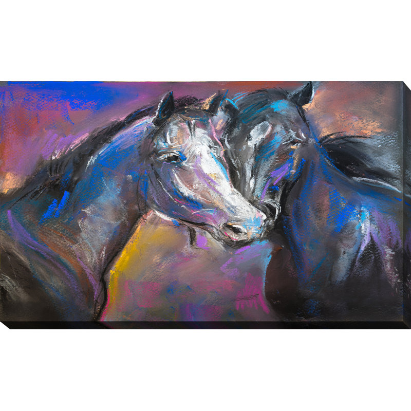 « pastel portrait of a couple cheval ii », reproduction d’art sur toile tendue, H 18 po x l 30 po x P 1 po