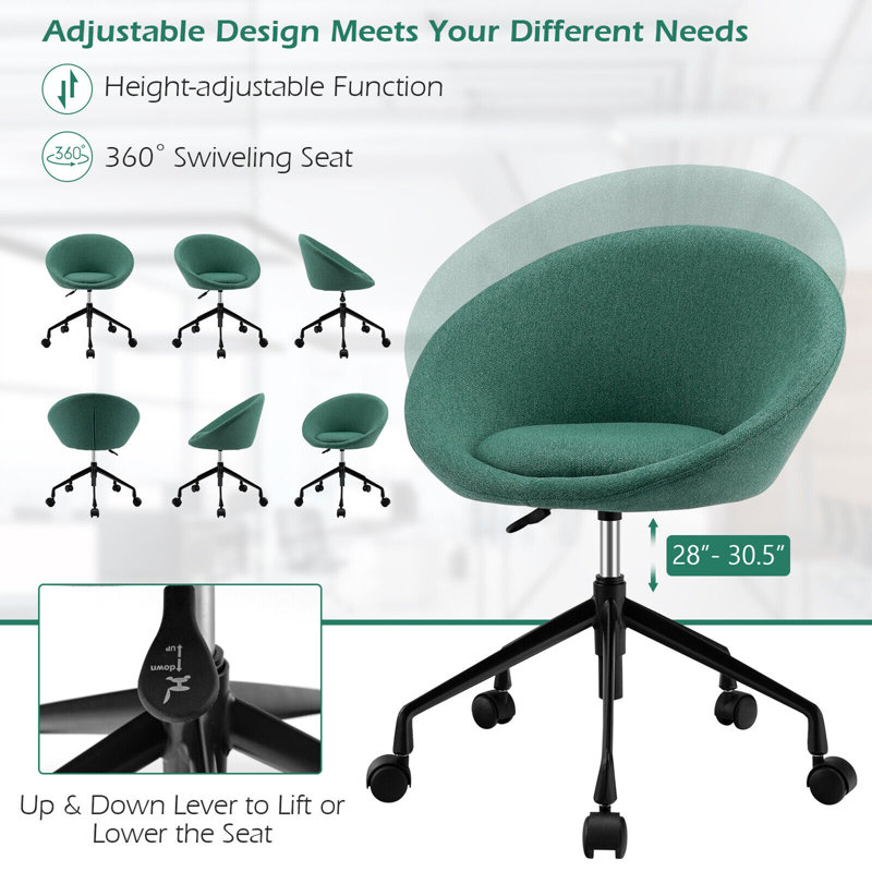 Orren Ellis - Ensemble de 2 chaises de bureau pivotantes réglables avec roulettes flexibles - bleu, Vert