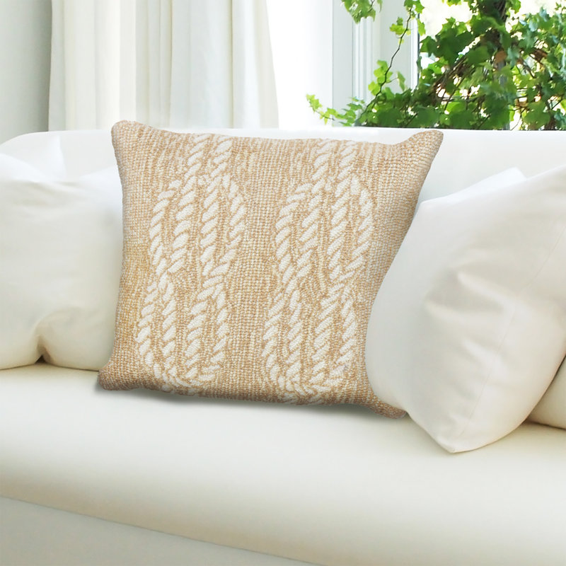  Housse et insert de coussin extérieur carré Ropes, Brun clair