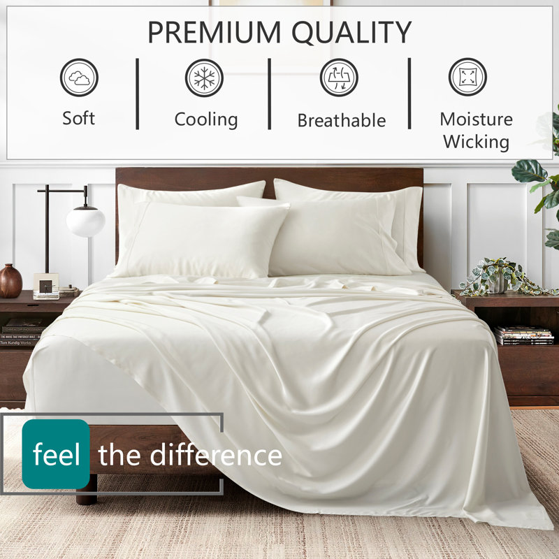 White Pearl Full Bamboo Cotton Sateen Sheet Set