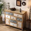 Commode rustique rétro avec 7 tiroirs et 2 armoires, idéale pour la chambre à coucher, le vestibule, le salon, la décoration, L 38,67 po x l 13,64 po, H 36,22 po