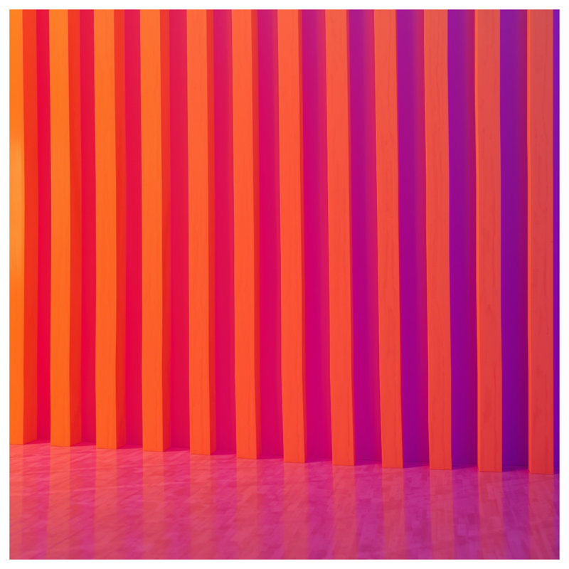 Rideaux de douche orange à rayures mauves, 70in W x 84in H