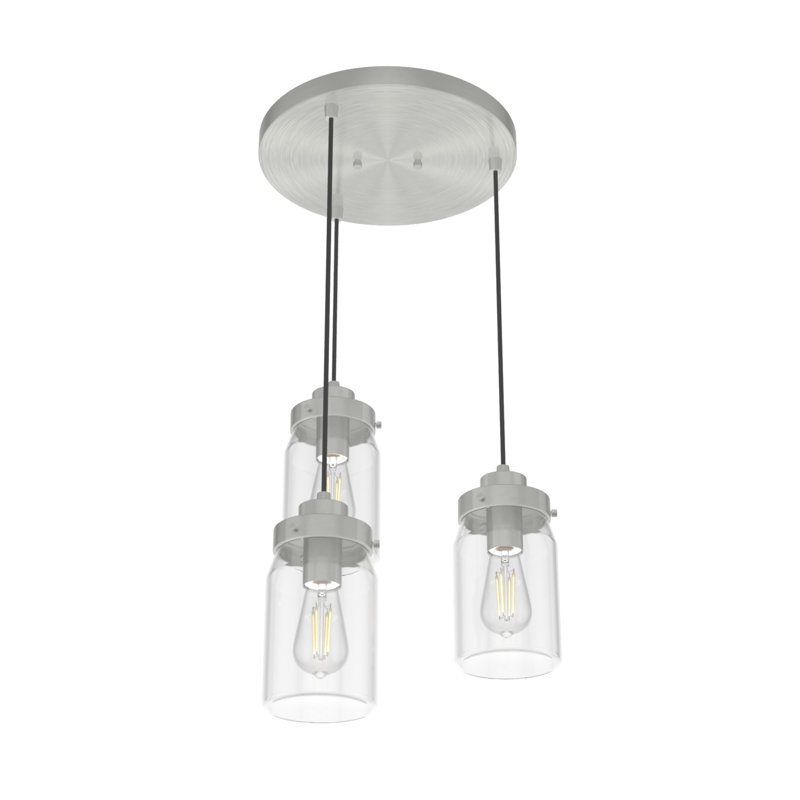Devon Park 3 - Light Unique Tiered Chandelier, Brushed Nickel