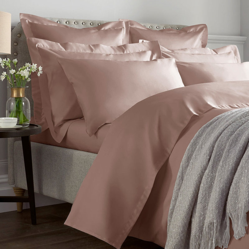 1000 Thread Count Sateen Duvet Cover, Double Duvet Cover, Pink