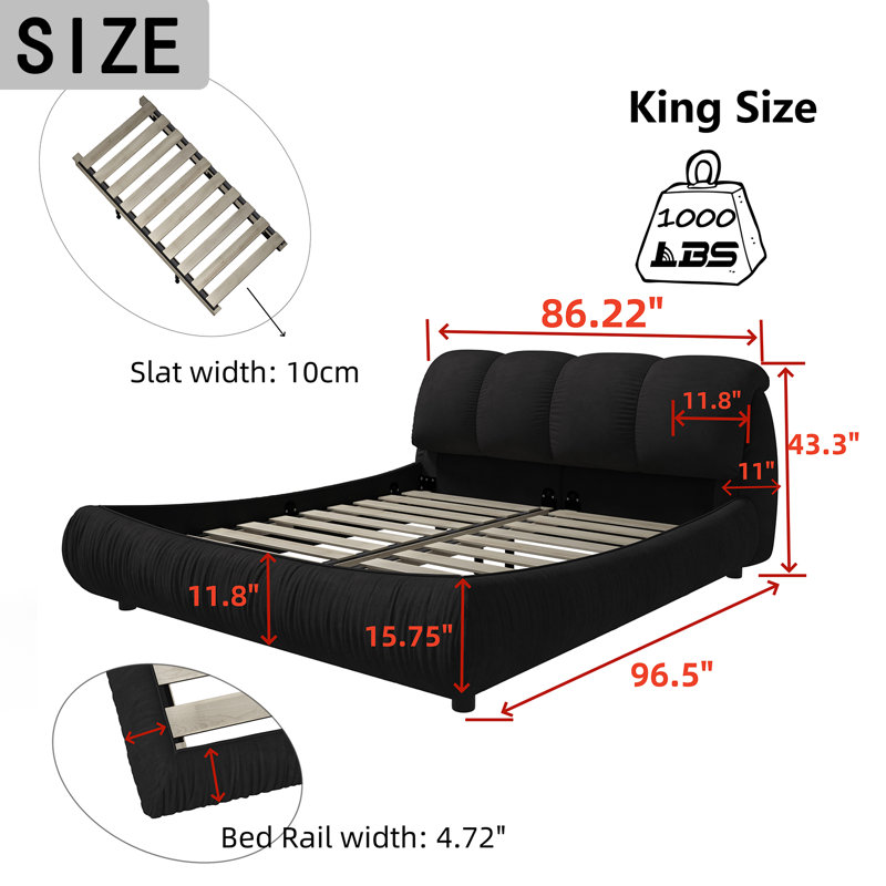 Lieselene Low Profile Standard Bed Frame, King, Black