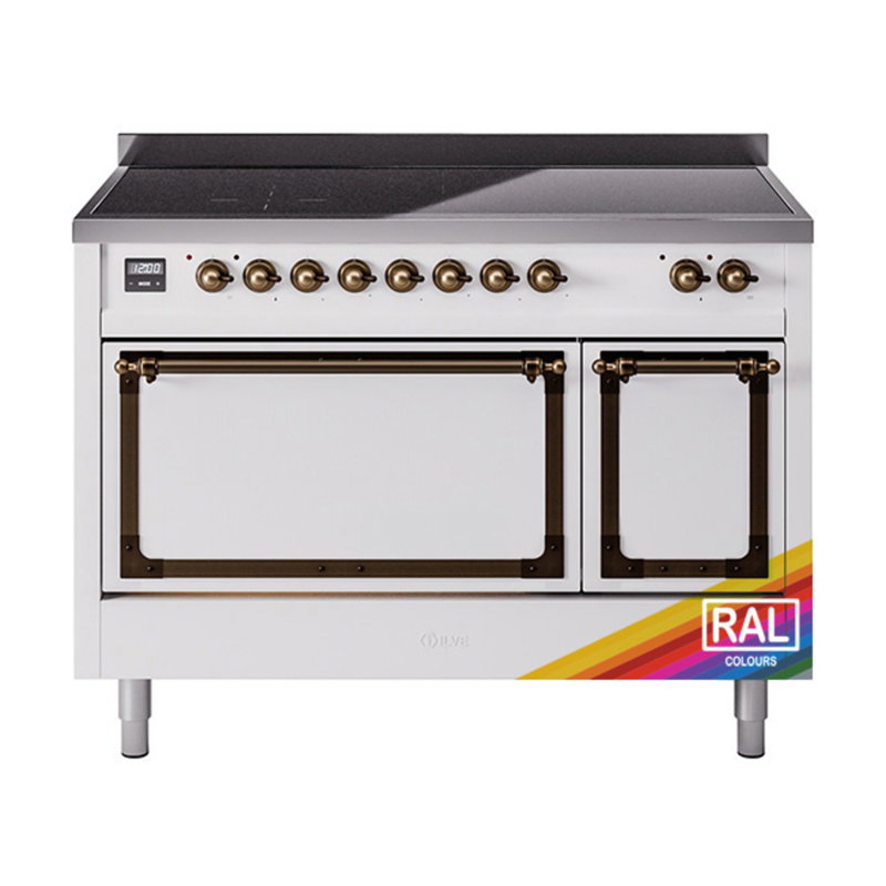 Cuisinière à induction ILVE Nostalgie II Series 48 po avec 6 éléments à induction (porte pleine), Brunie