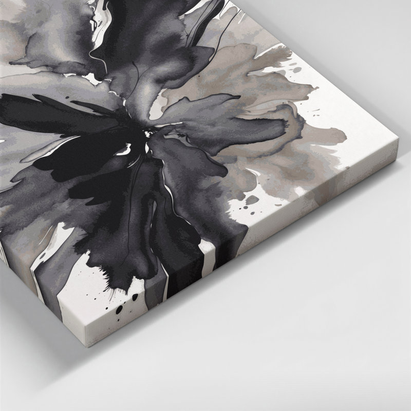 Aquarelle sur toile grise abstraite, H 20 po x l 30 po