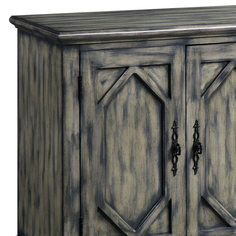 Rustic Gray Finish Console Cabinet