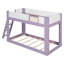 Lit superposé bas simple, en bois, convertible, avec échelle réversible et barrières de sécurité, violet et blanc.-692551268-692551267