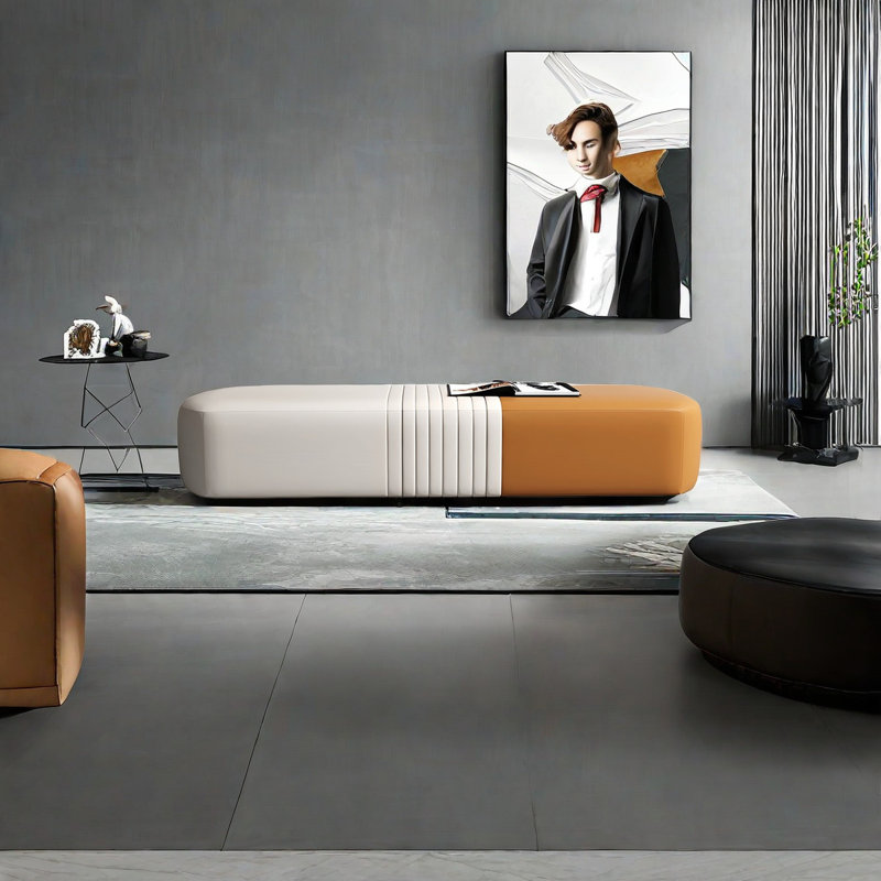 Banc rembourré en cuir Sweer Match, H 16,14 po x l 59,05 po x P 18,11 po