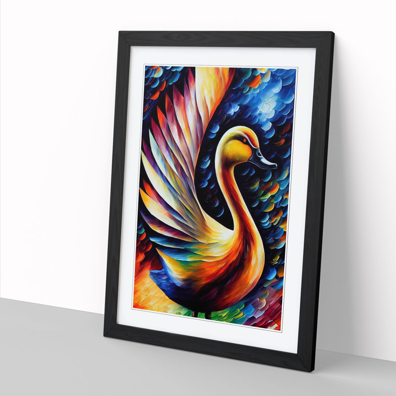 Bayah Duck Painted - Picture Frame Print, Black, 64cm H x 46cm W x 2cm D