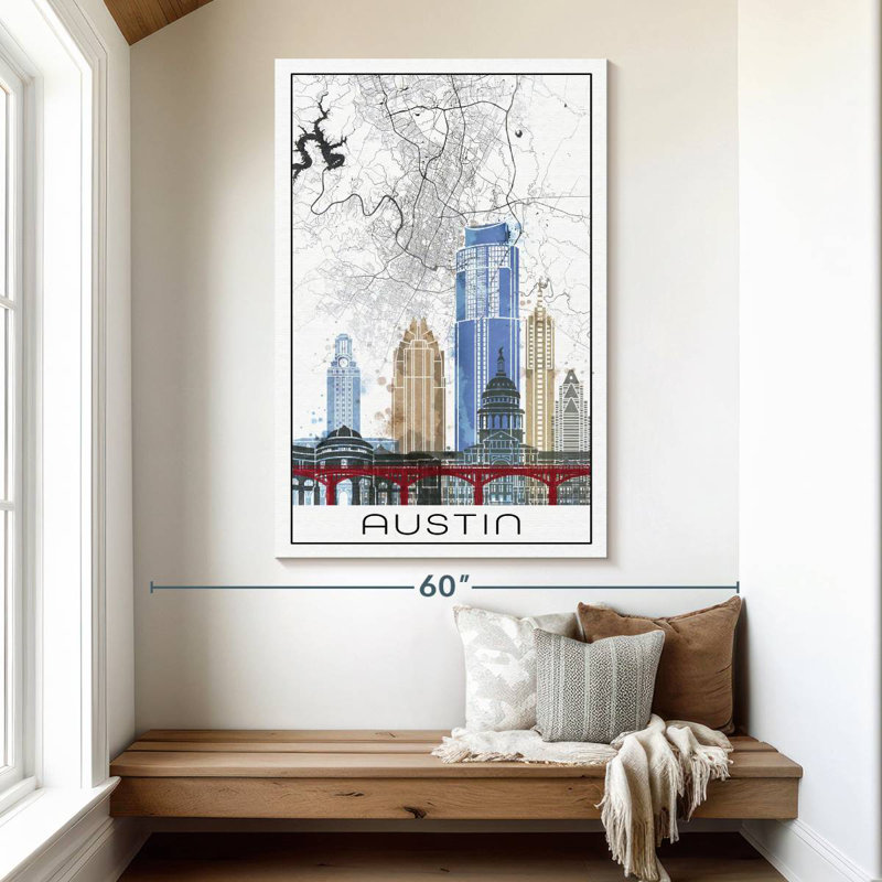 Carte de la ville de Aliaz Austin, H 51 po x l 34 po