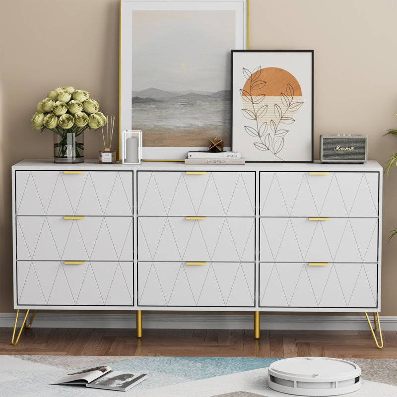 Commode 9 tiroirs l 58,9 po Telfair, Blanc