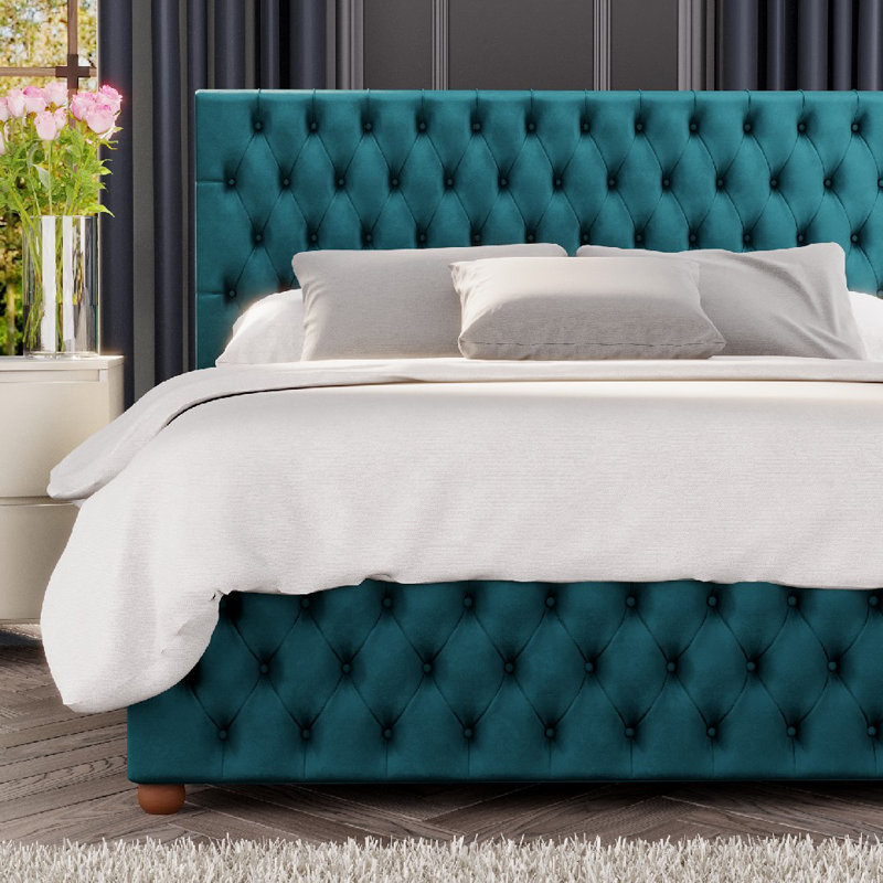 Upholstered Ottoman Bed, Super King (6'), Emerald