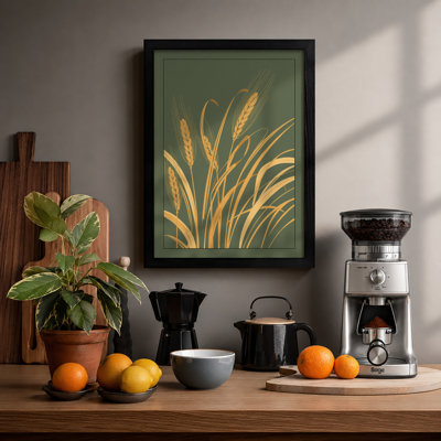 Golden Wheat Study Botanical - Framed Print
